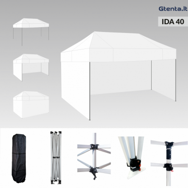 Greito surinkimo palapinė 3x4,5 IDA40 Balta
