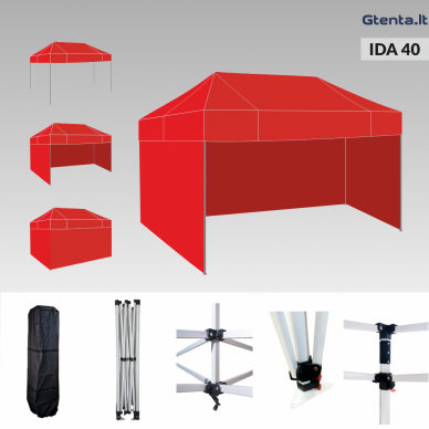 Greito surinkimo palapinė 3x4,5 IDA40 Raudona