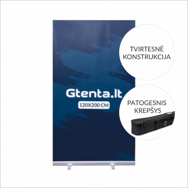 Mobilus reklaminis stendas ROLL UP LUX 120x200 cm