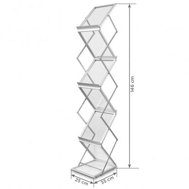 Mobilus surenkamas brošiūrų stendas LESTERIS A4 Sidabrinis su krepšiu 2